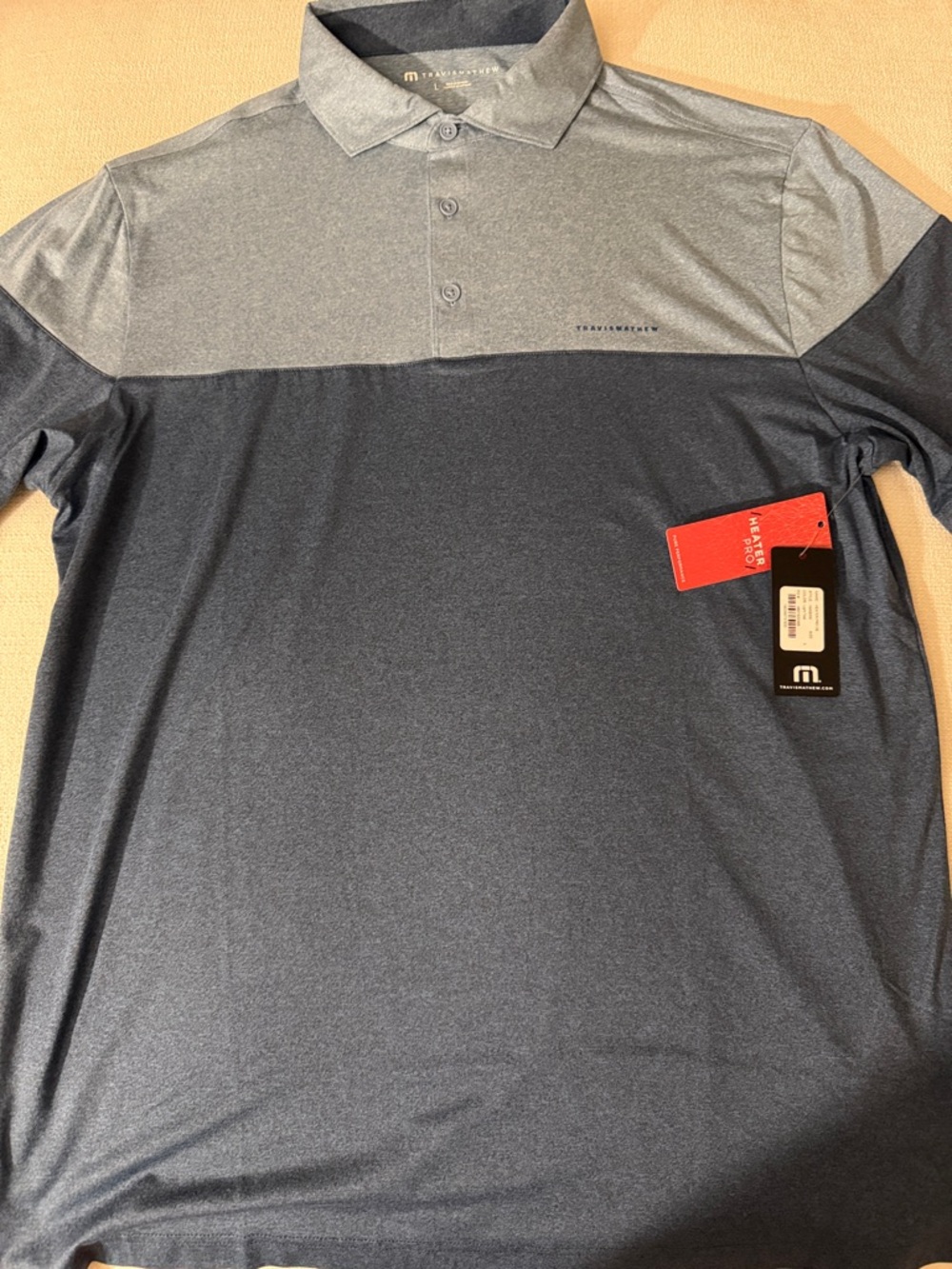 NWT Travis Mathew Two-Tone Polo in Light Gray and Navy